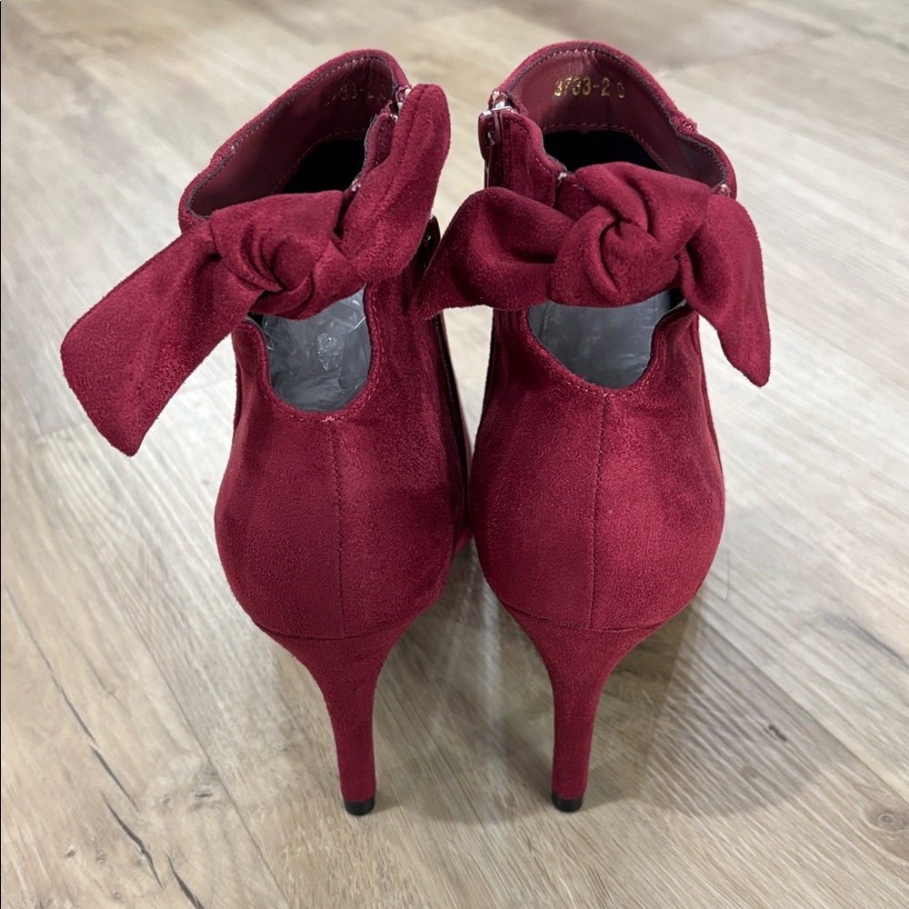 NEW Women’s Allegra K Burgundy Suede Stiletto Boots - Picture 3 of 6